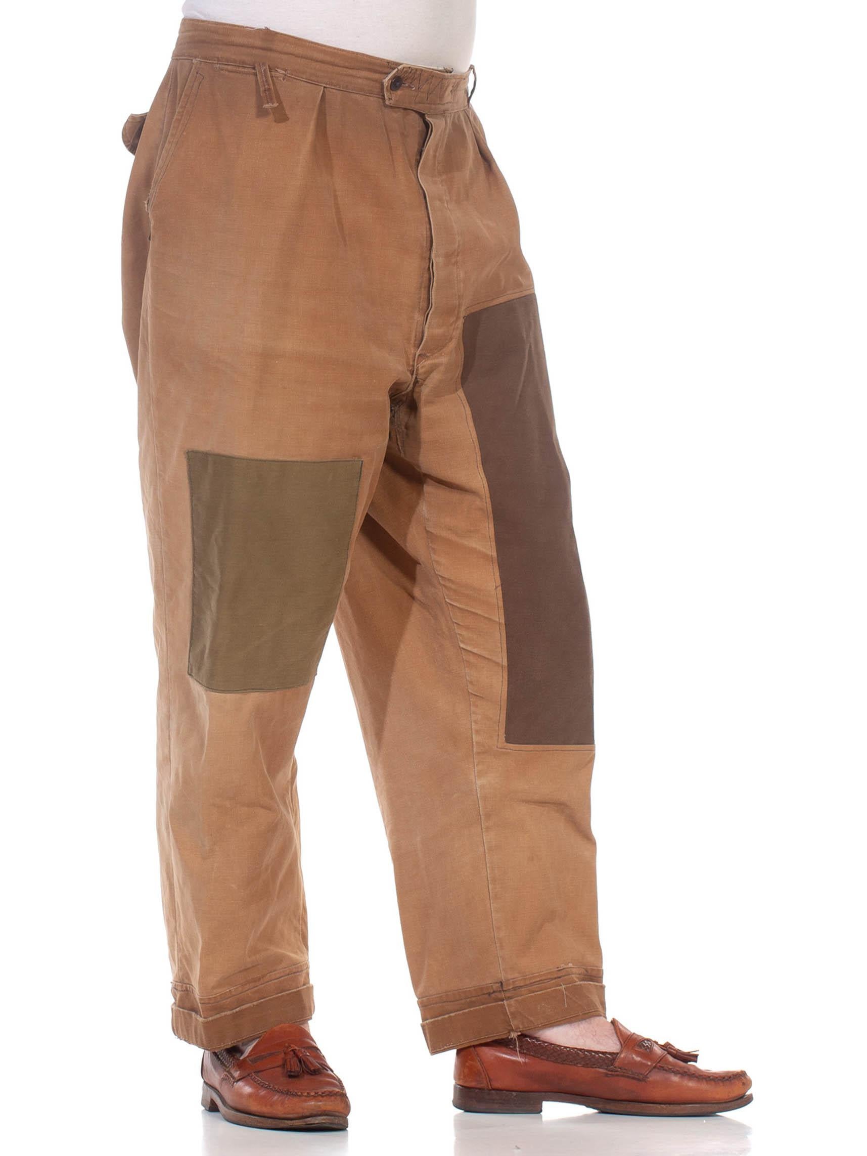 1940er LE PIGEON VOYAGEUR Braune Patched Up-Hose aus Baumwolle für Herren im Angebot 5
