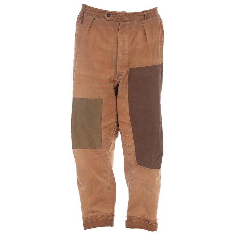 LE PIGEON VOYAGEUR Pantalon de travail patched up en coton marron