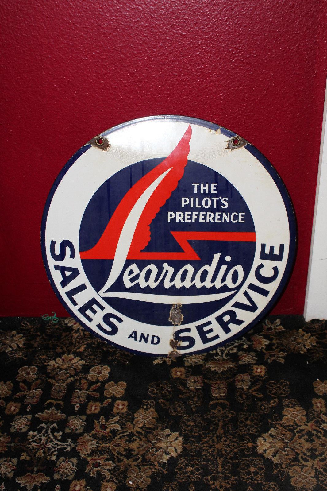 1940s Lear Jet Learadio Porcelain Double Sided Sign For Sale 2