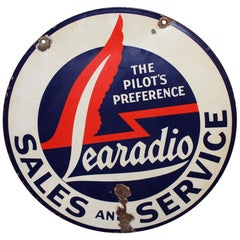 1940s Lear Jet Learadio Porcelain Double Sided Sign