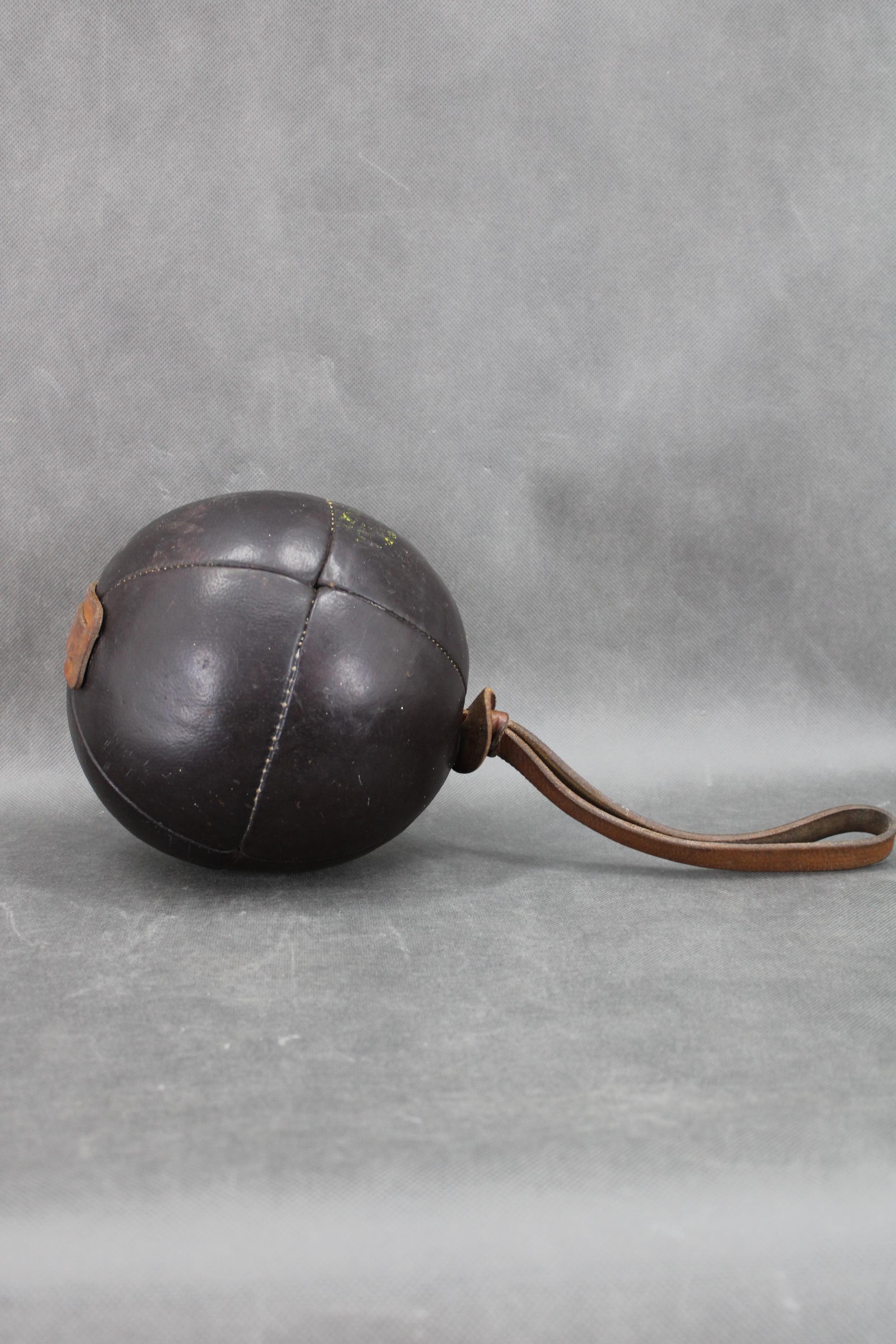 1940s Leather Boxing Ball, Czechoslovakia In Good Condition For Sale In Praha, CZ