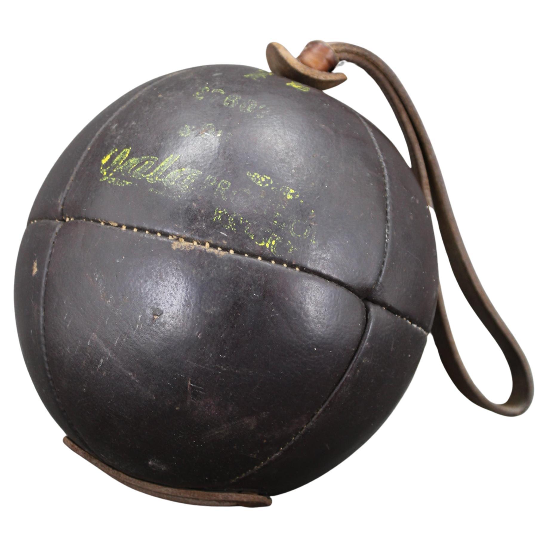 1940s Leather Boxing Ball, Czechoslovakia