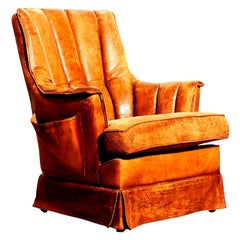 1940s, Leather Club Lounge Armchair, France