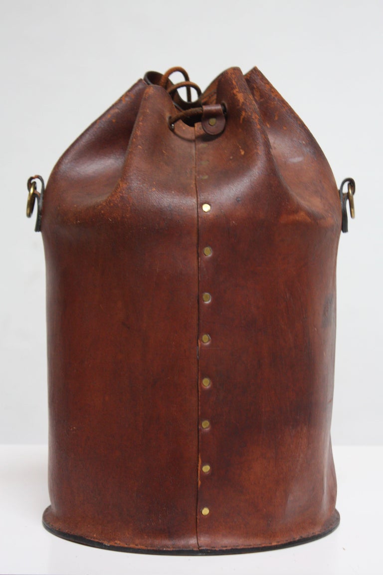 American 1940s Leather Equestrian 'Feed Bag' by Enid Collins For Sale