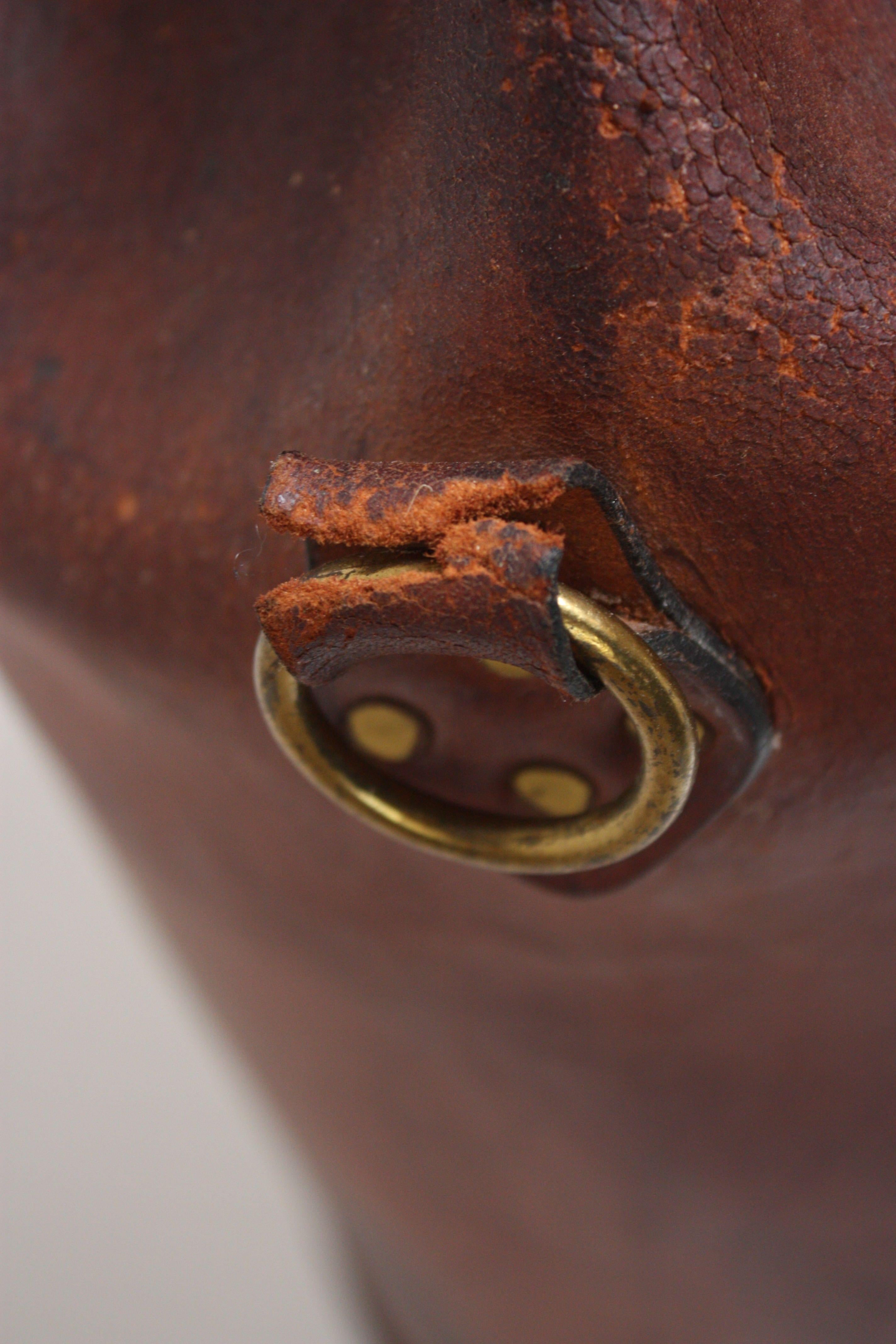 Mid-20th Century 1940s Leather Equestrian 'Feed Bag' by Enid Collins