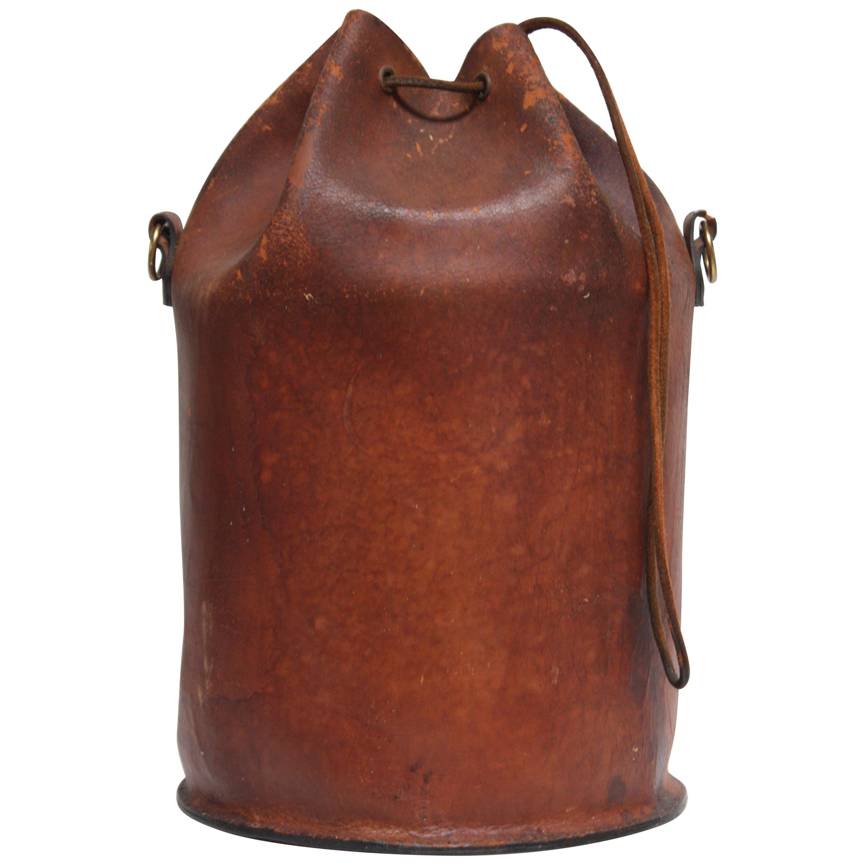 1940s Leather Equestrian 'Feed Bag' by Enid Collins