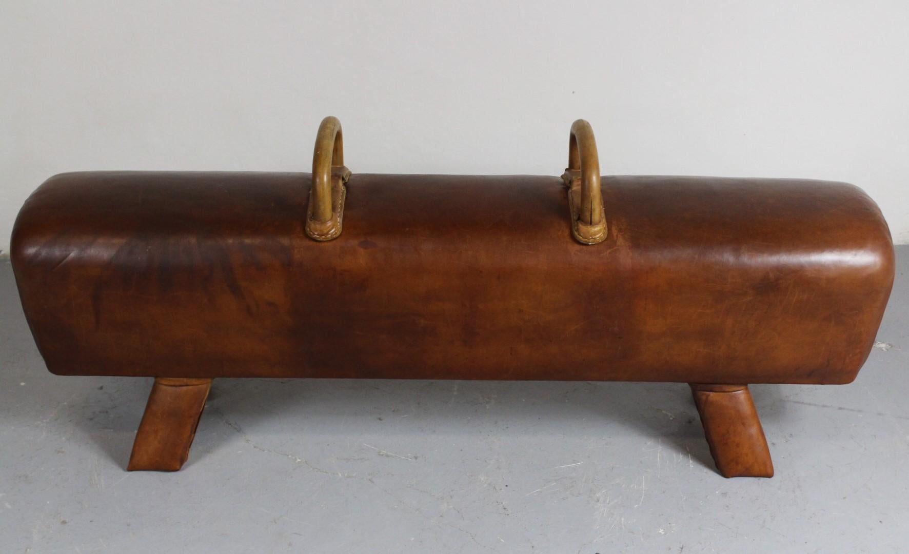 20th Century 1940s Leather Gym Pommel Horse Bench