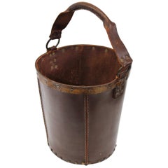 1940s Leather Waste Basket from Spain