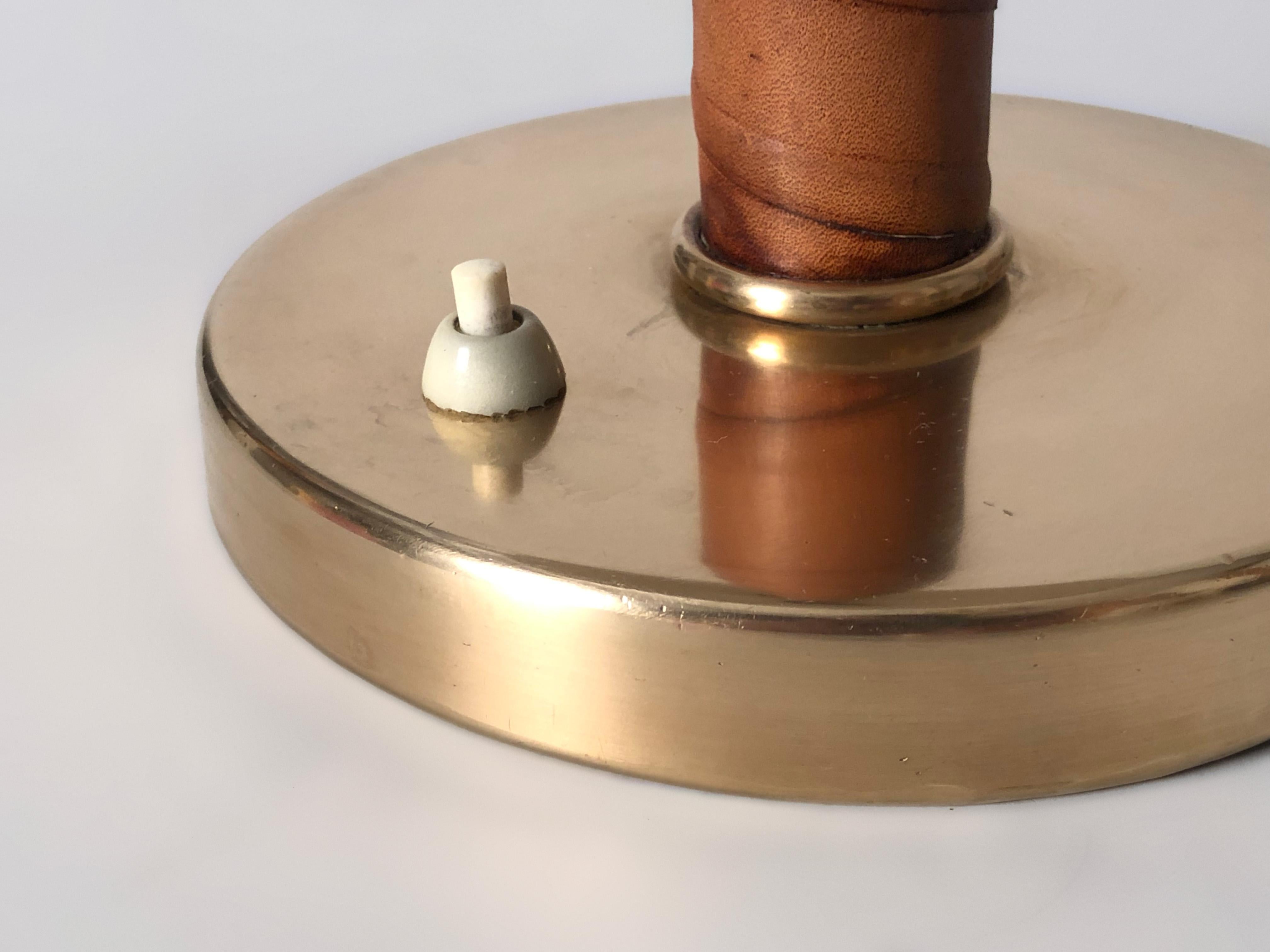 Mid-Century Modern 1940’s Leather Wound Brass Table Lamp by Harald Notini for Nordiska Kompaniet