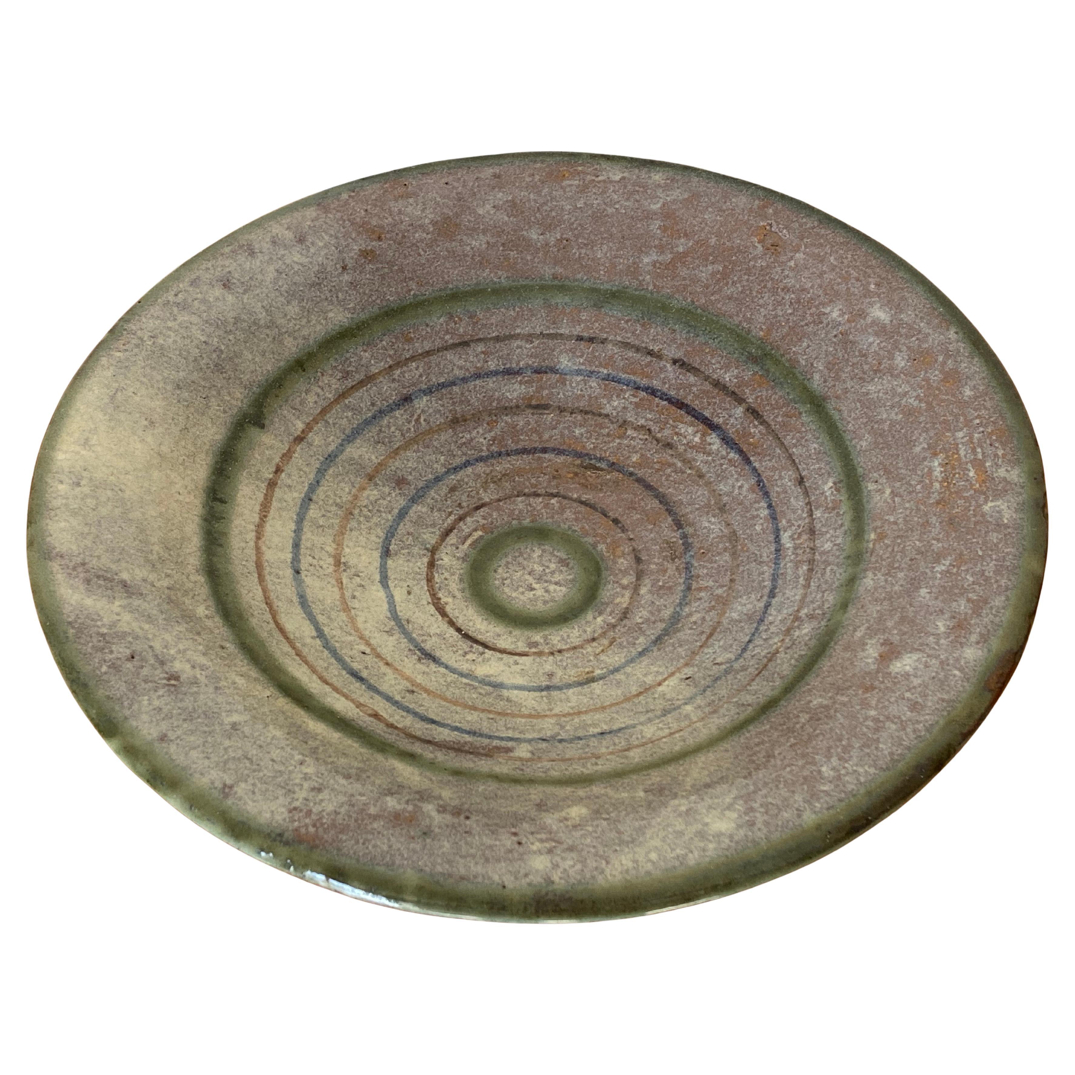 1940s Lee Rosen for Design Technics Pottery Ceramic Bowl with Concentric Rings For Sale