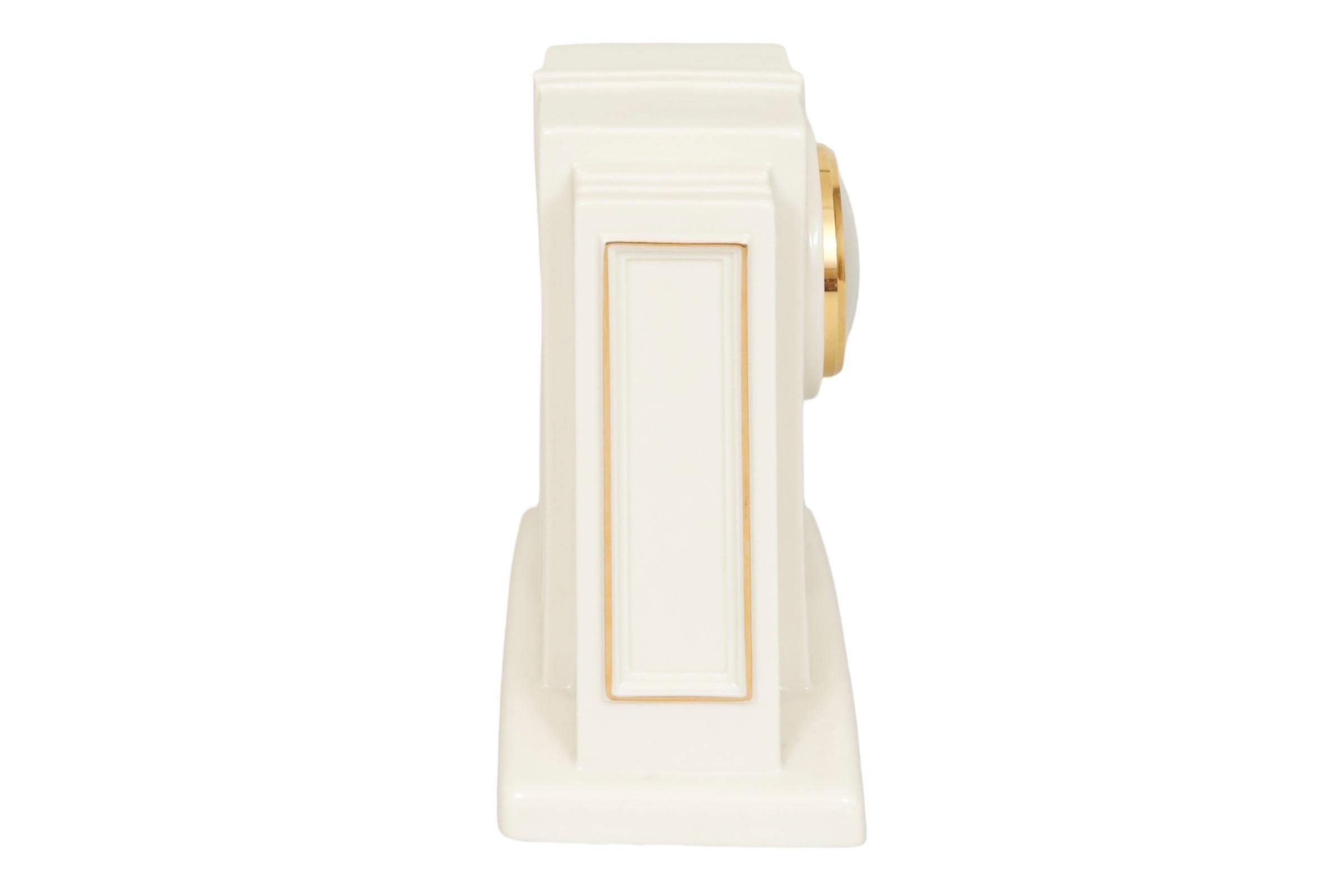 American 1940's Lenox Porcelain Art Deco Mantel Clock