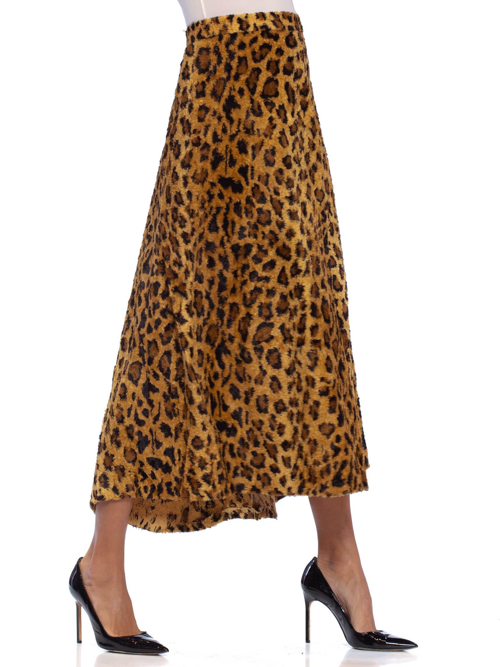 Women's 1940S Leopard Print Cotton & Rayon Faux Fur Early Rockabilly Skirt