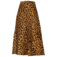 1940S Leopard Print Cotton & Rayon Faux Fur Early Rockabilly Skirt