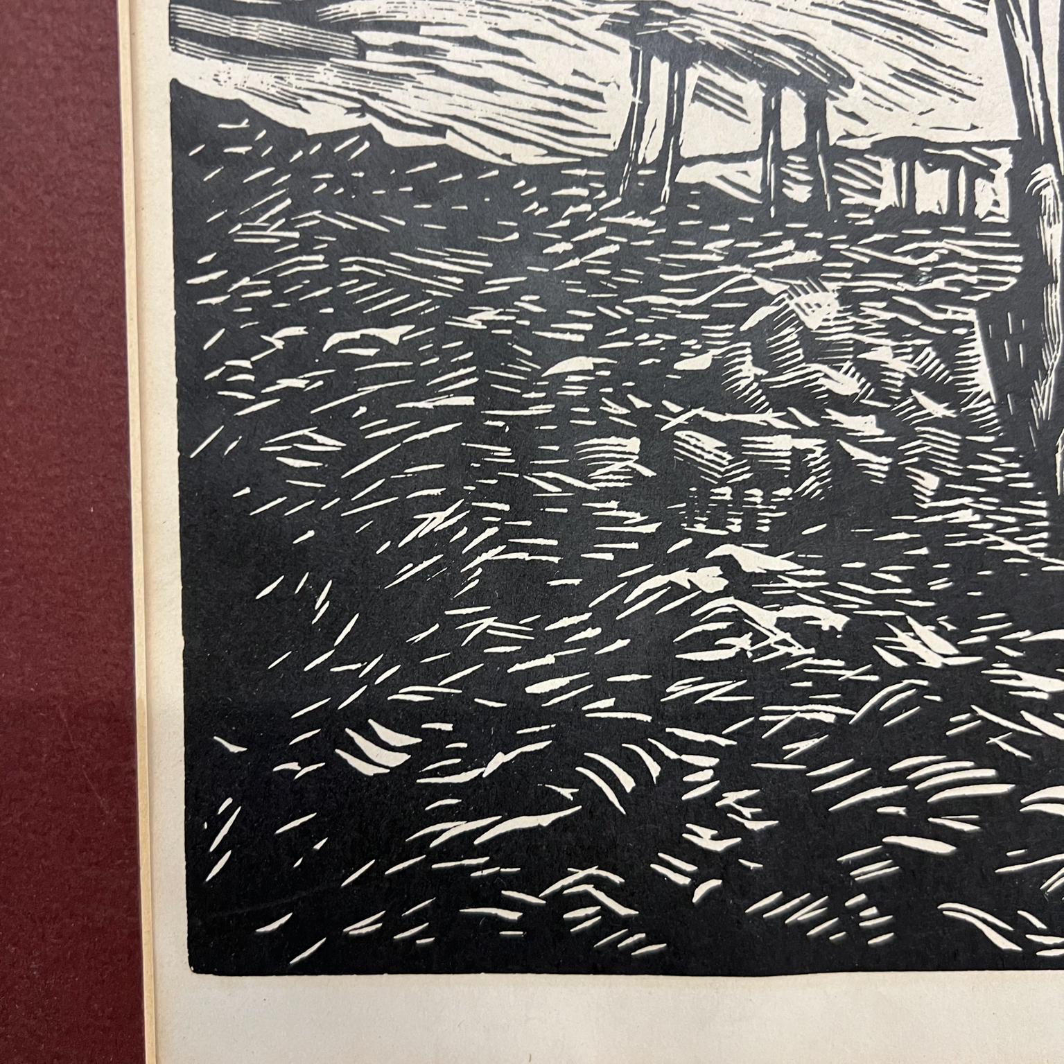 Expressionist 1940s Leopoldo Méndez Farm Workers Woodcut Print Mexican Revolution Art