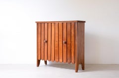 1940's Light oak storage unit with slatted doors