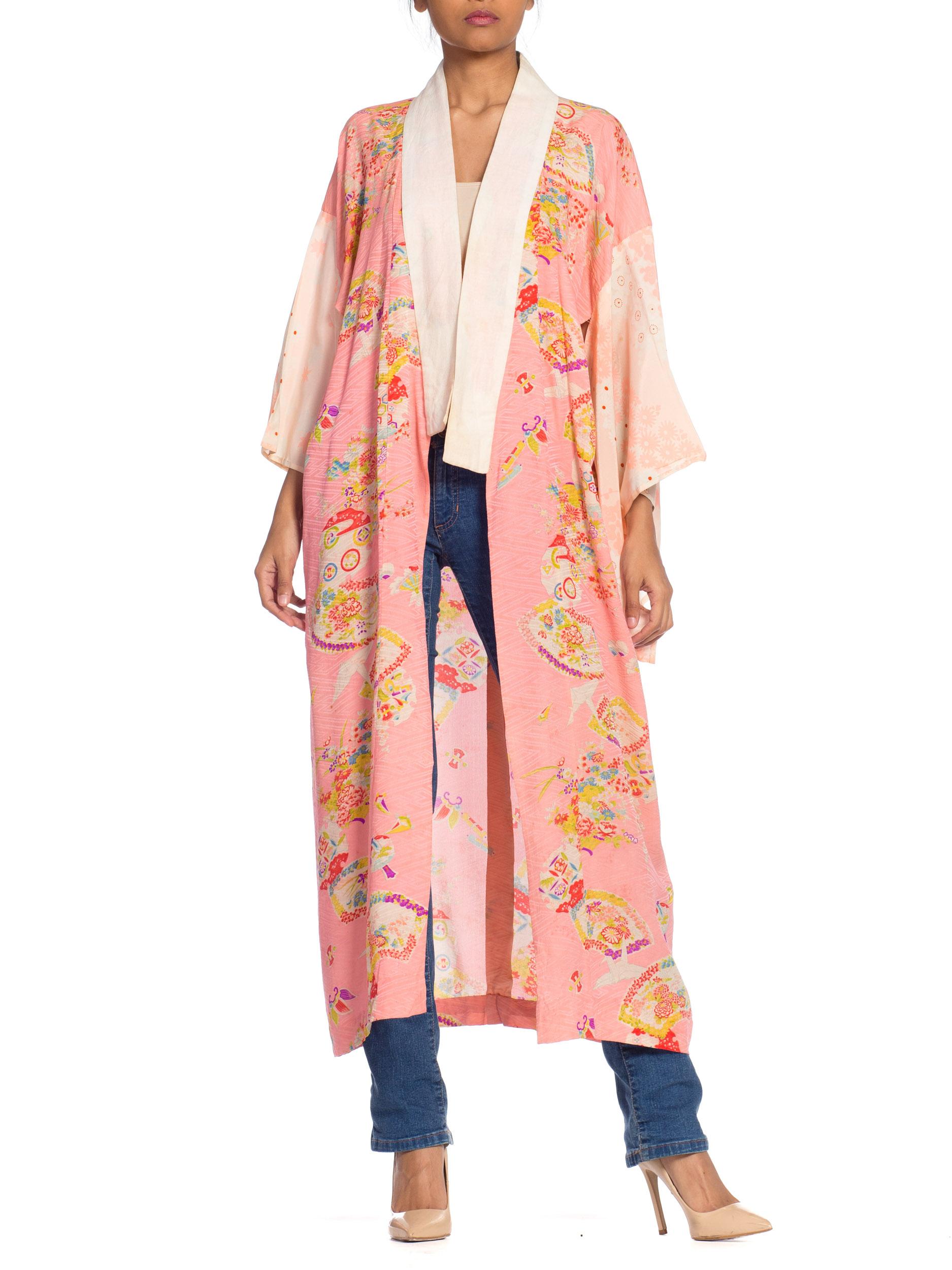 1940s Lightweight Japanese Silk Origami Crane Kimono 6