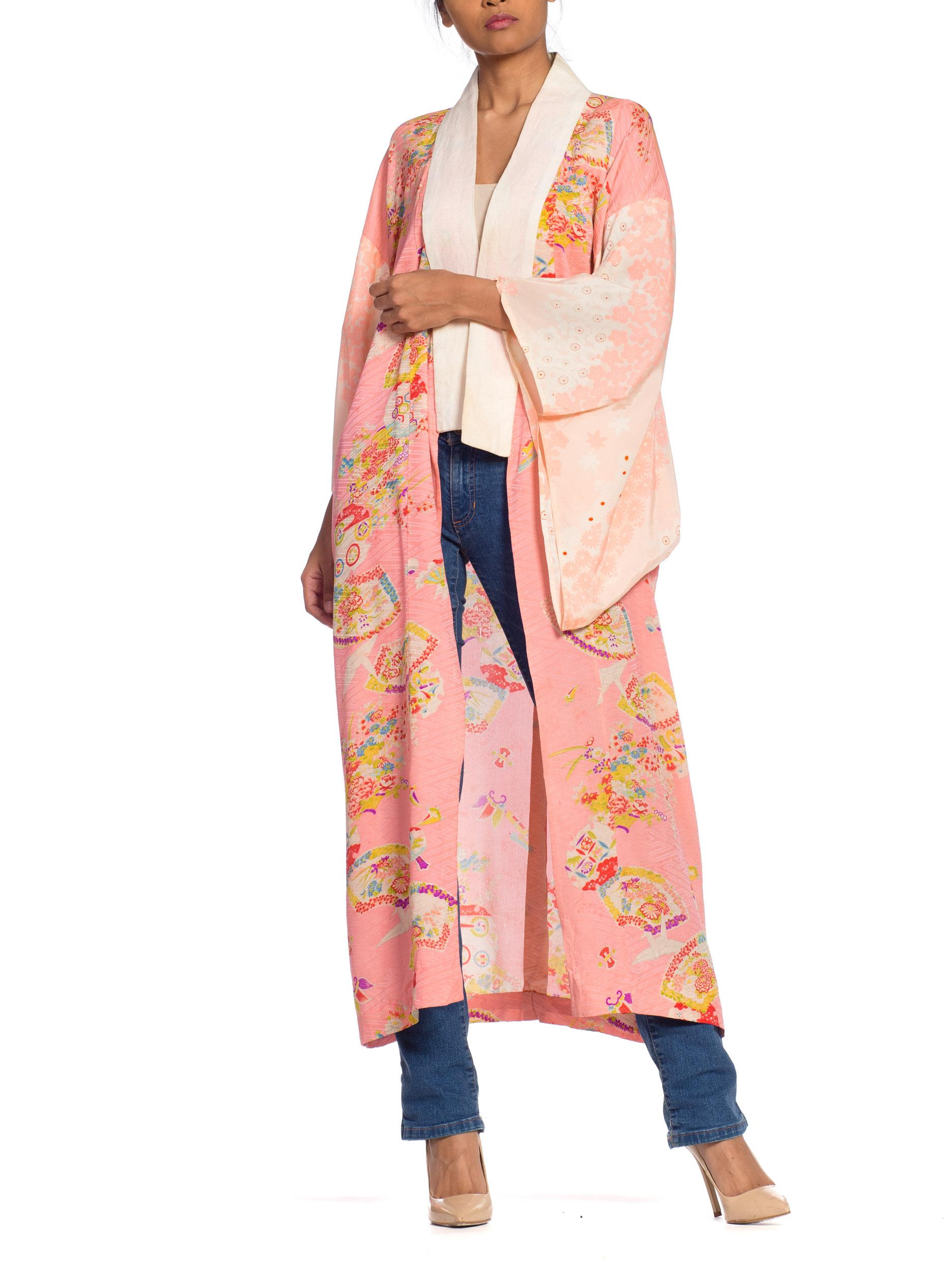 1940s Lightweight Japanese Silk Origami Crane Kimono In Good Condition In New York, NY