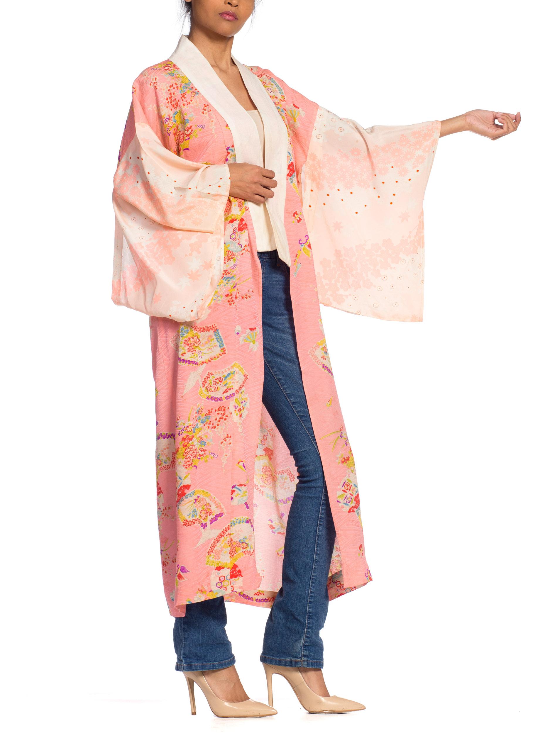 Women's 1940s Lightweight Japanese Silk Origami Crane Kimono