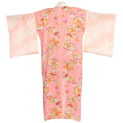 Vintage 1940s Lightweight Japanese Silk Origami Crane Kimono