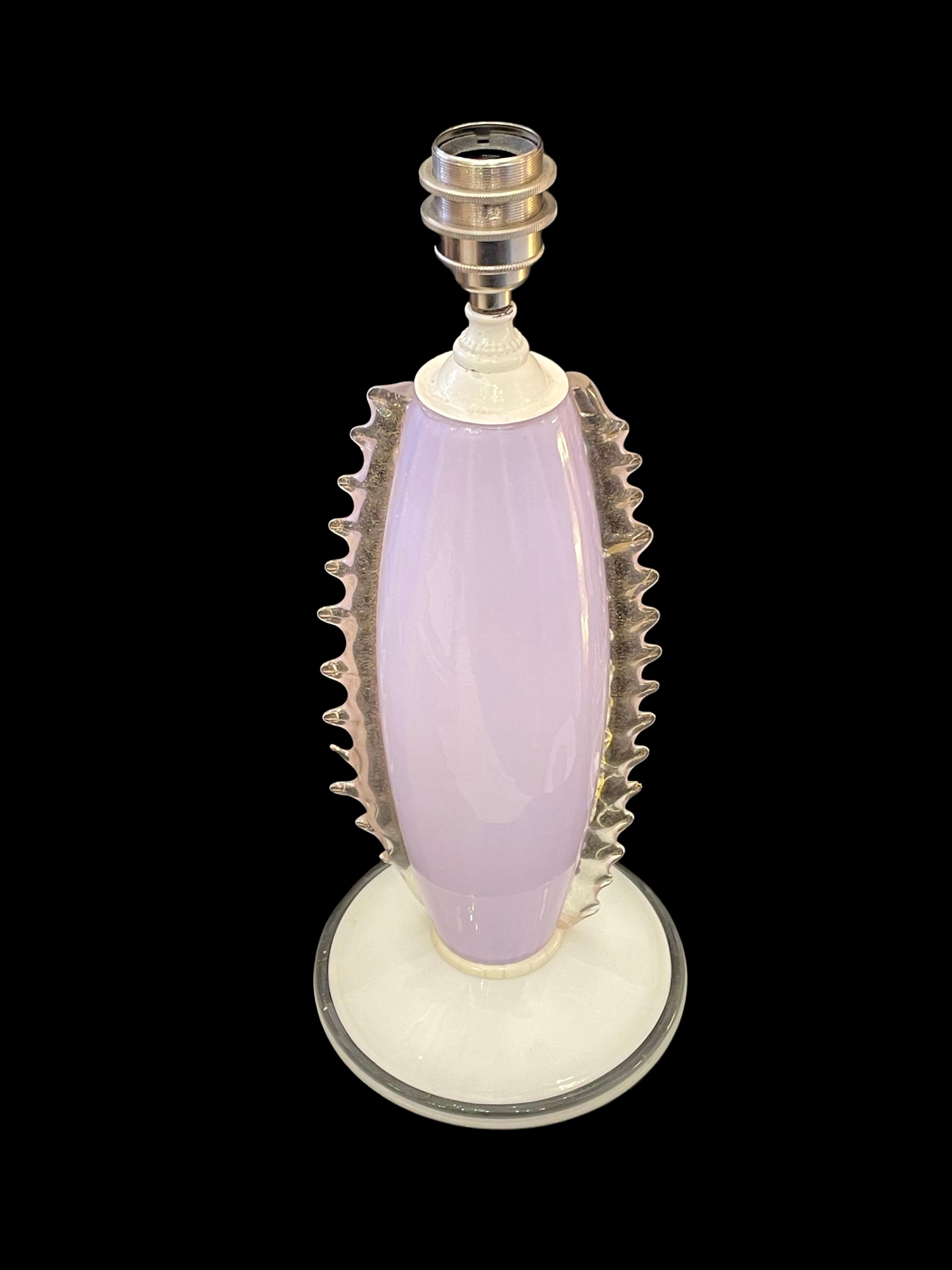 1940's Lilac Spike Murano Table Lamp In Good Condition In London, GB