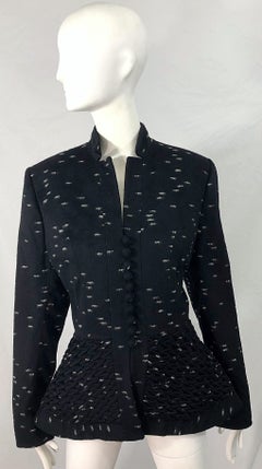 1940s Lilli Ann Black and White Avant Garde Wool Vintage 40s Peplum Jacket Coat