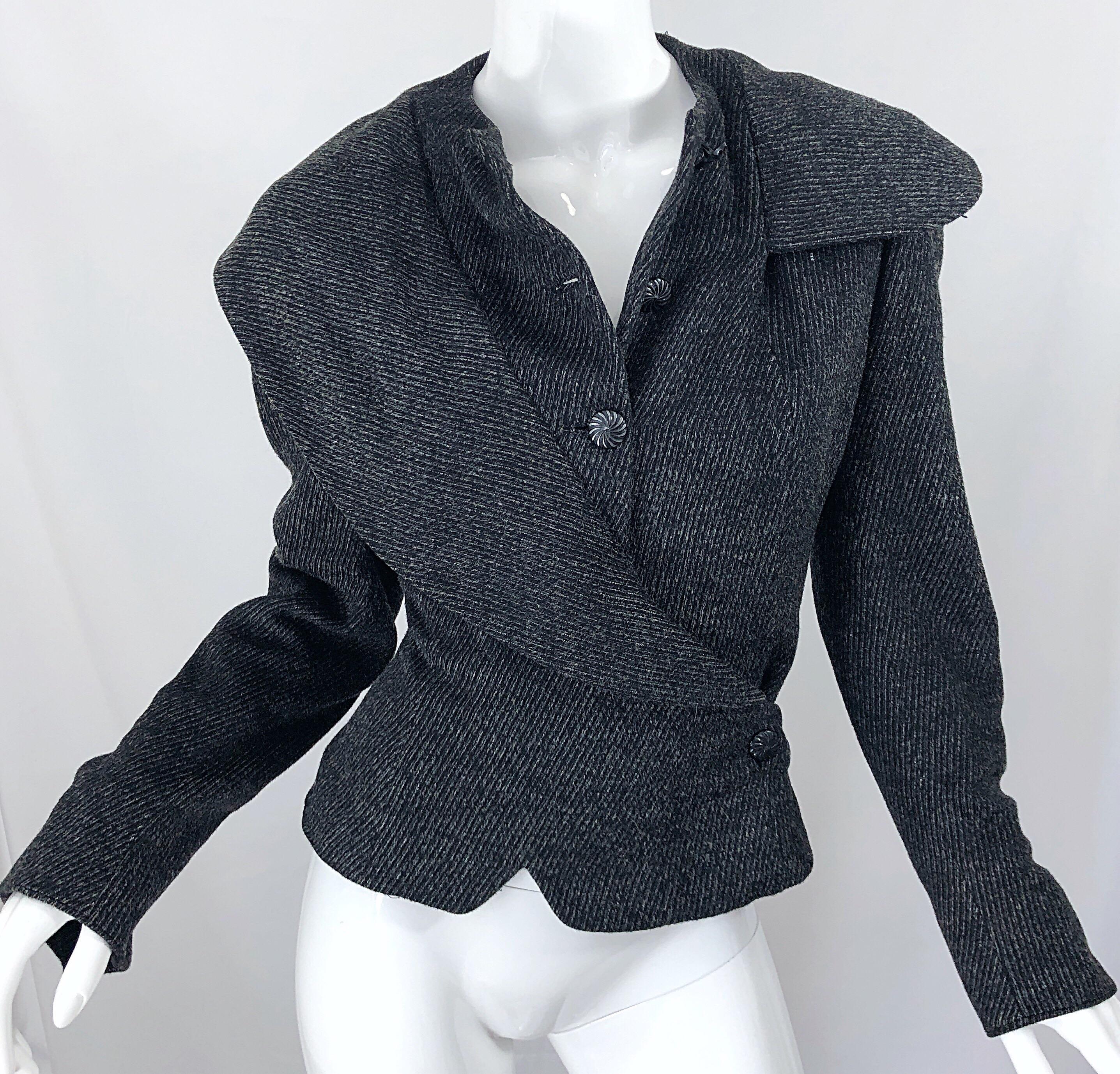 asymmetrical boiled wool coat
