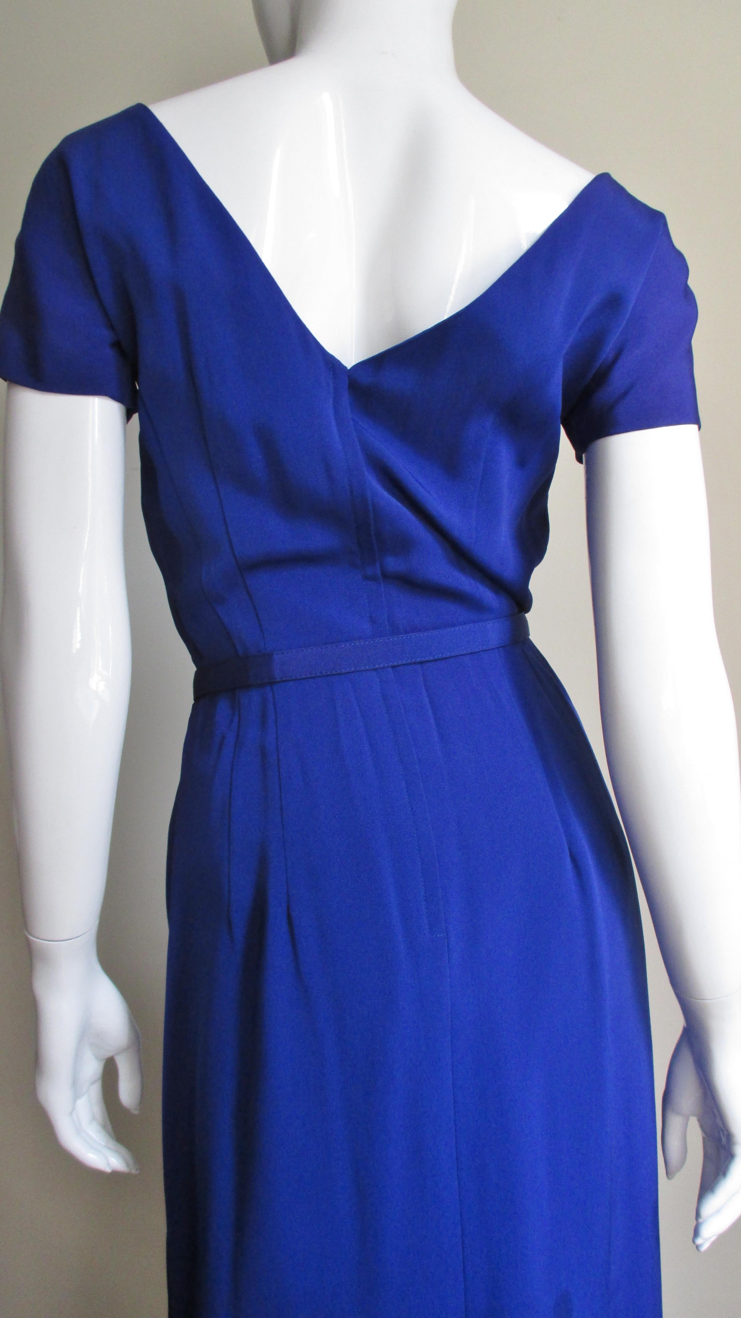 Lilli Ann New 1940s Asymmetric Neckline Silk Dress  For Sale 1