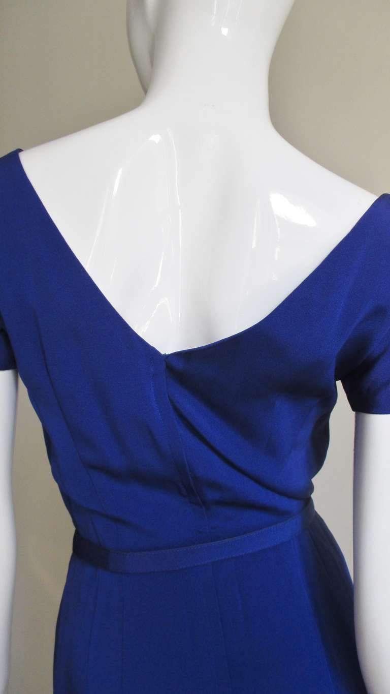 Lilli Ann New 1940s Asymmetric Neckline Silk Dress  For Sale 2