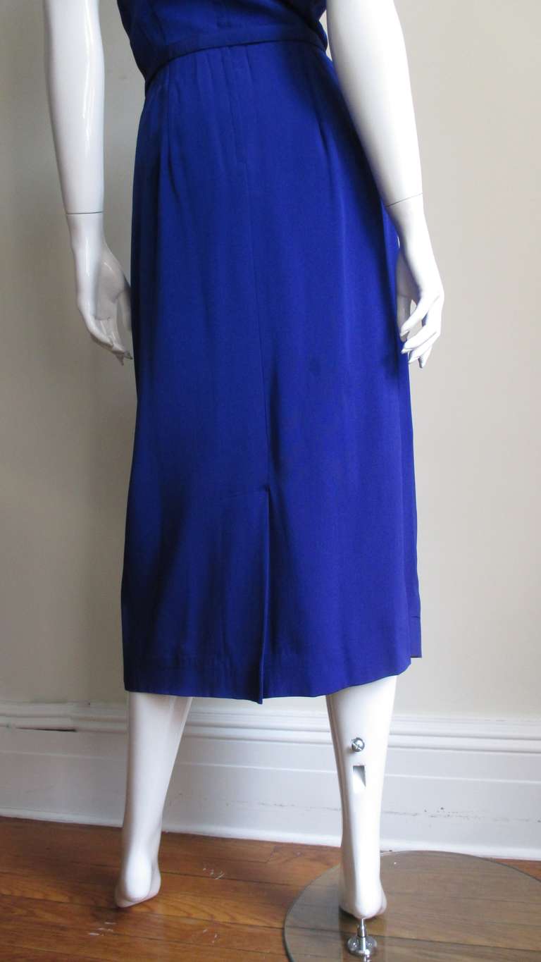 Lilli Ann New 1940s Asymmetric Neckline Silk Dress For Sale at 1stDibs