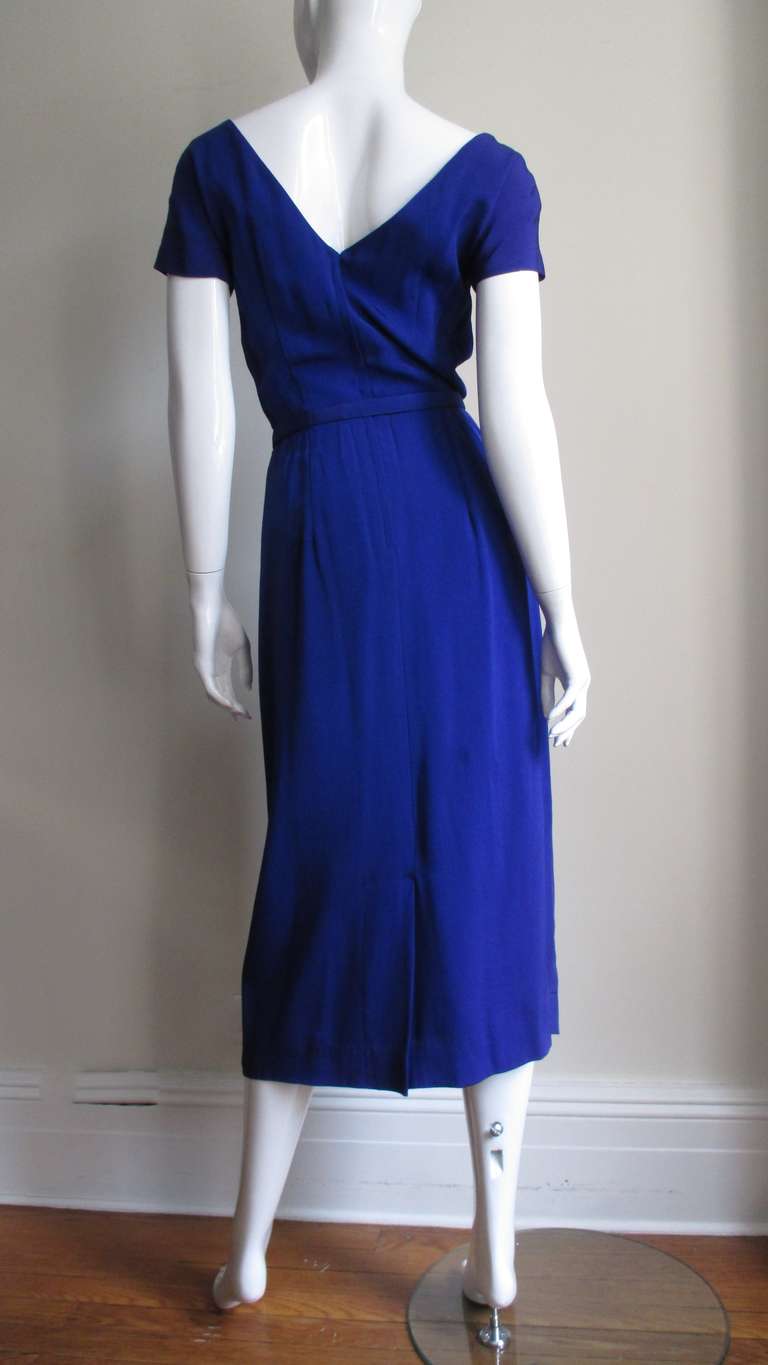 Lilli Ann New 1940s Asymmetric Neckline Silk Dress  For Sale 4