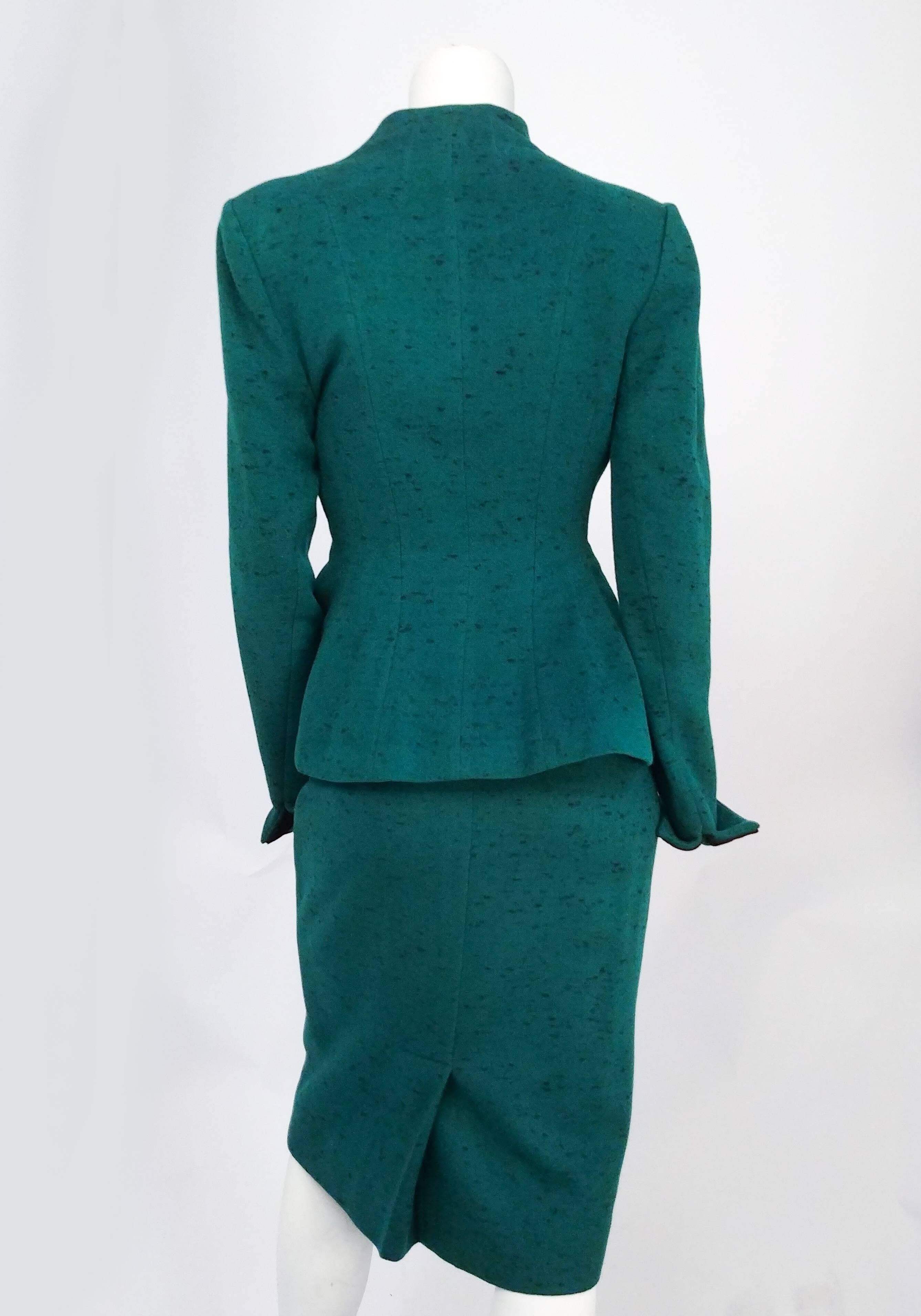 peacock green suit