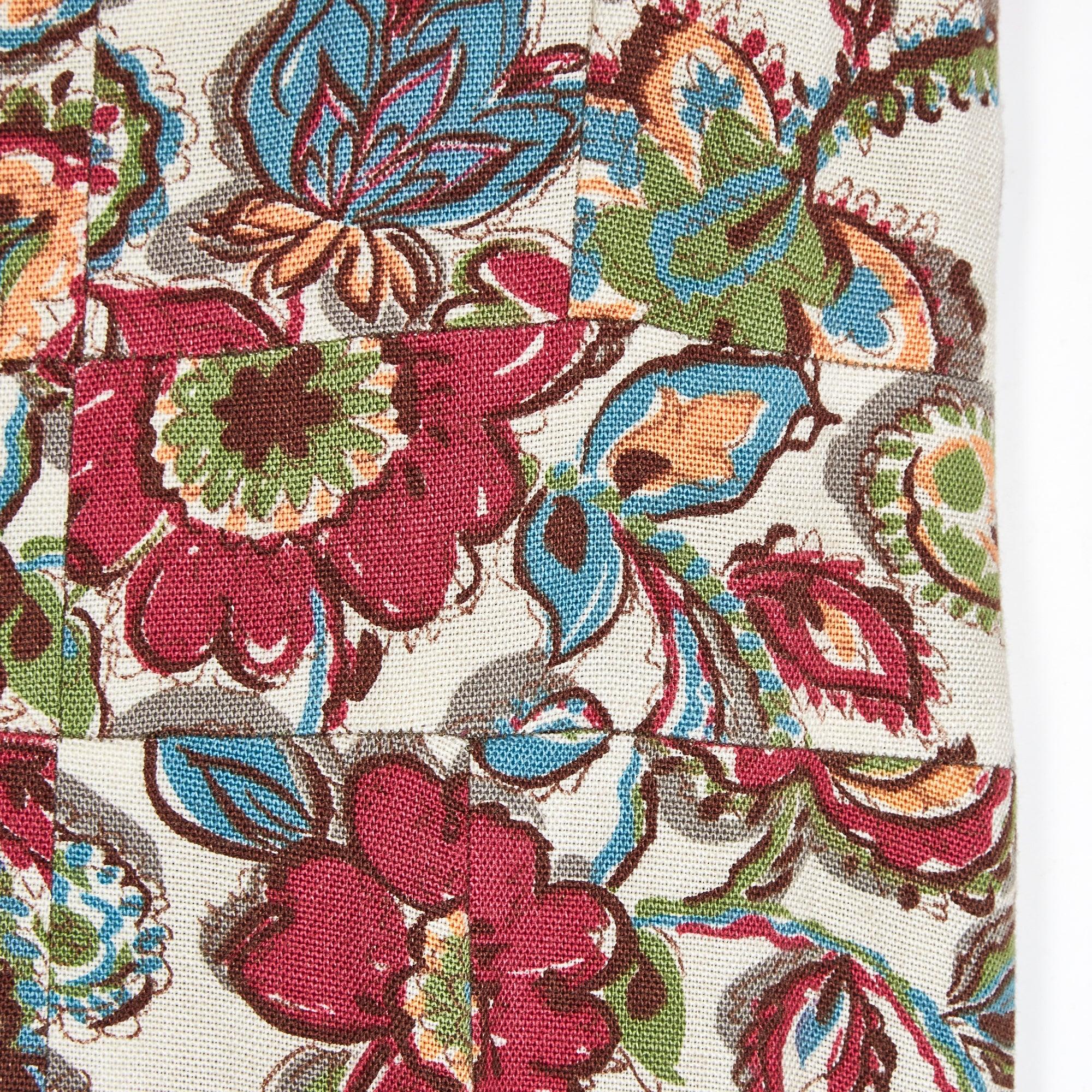 Brown 1940s Linen Floral Sweetheart Neckline Dress For Sale