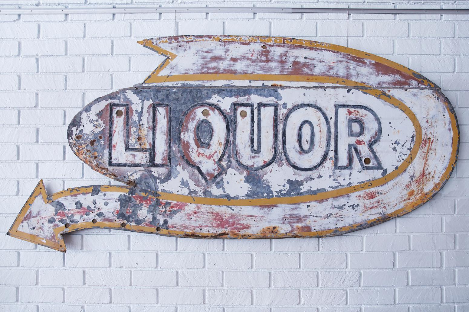 1940s liquor sign massive 1940s metal sign that reads 