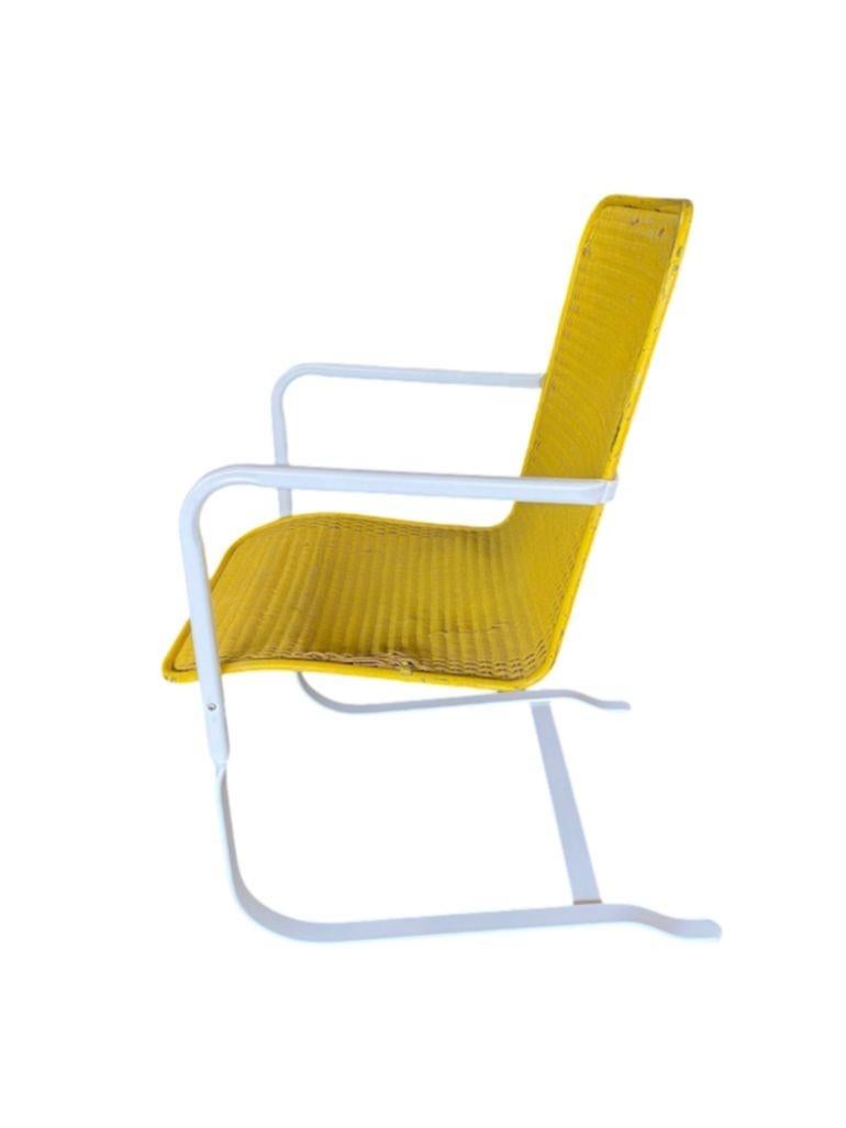 Sedia da patio per esterni in vimini Springer di Lloyd Loom, coppia di metà secolo In condizioni ottime in vendita a Van Nuys, CA