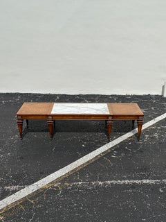 Weiman Legged Neoclassical Style White Marble Wood Brass Coffee Table