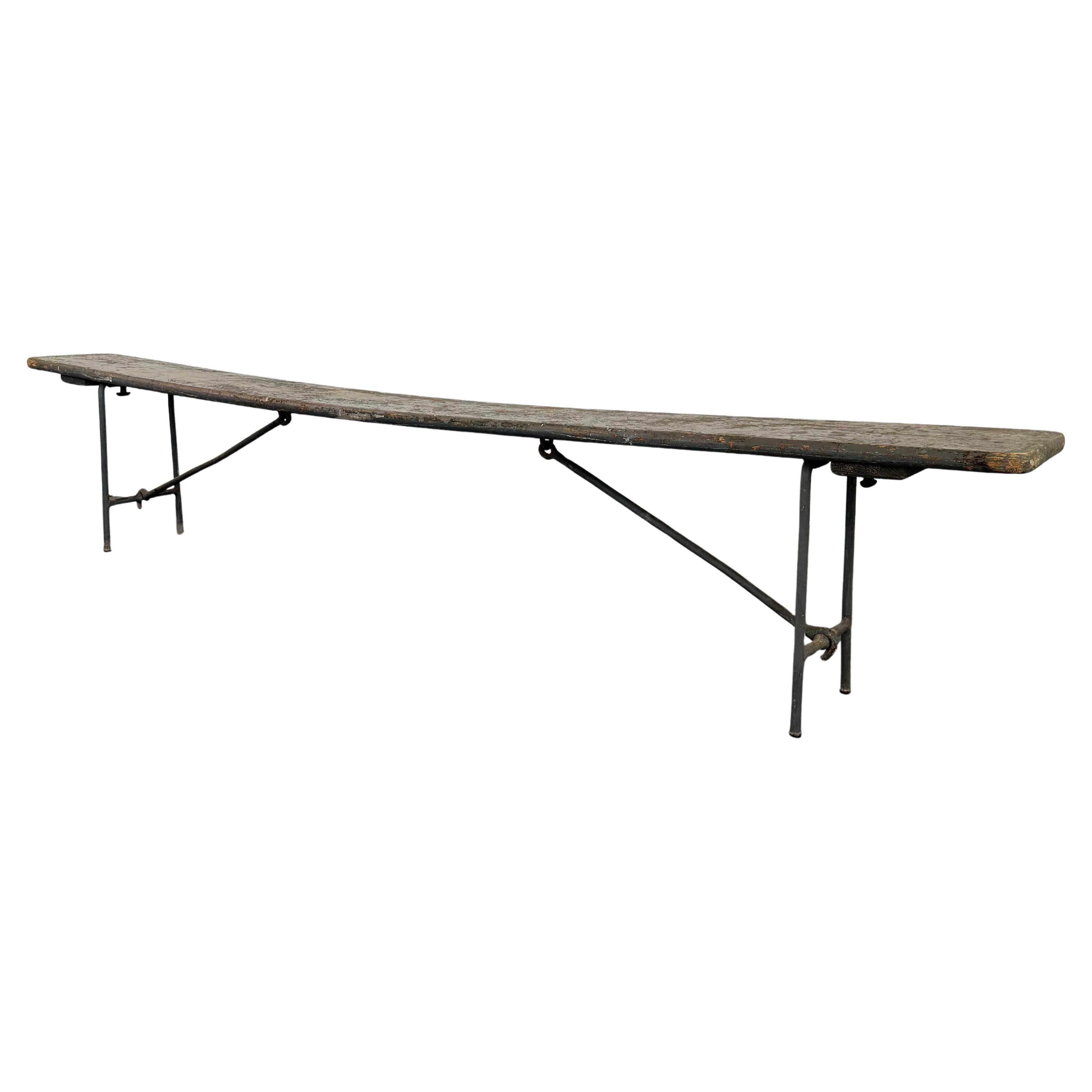 1940s Long Industrial US Navy Folding Nautical Campaign Bench For Sale