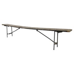 1940s Long Industrial US Navy Folding Nautical Campaign Bench