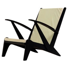 Sedia da salotto degli anni '40 in Wood verniciato nero