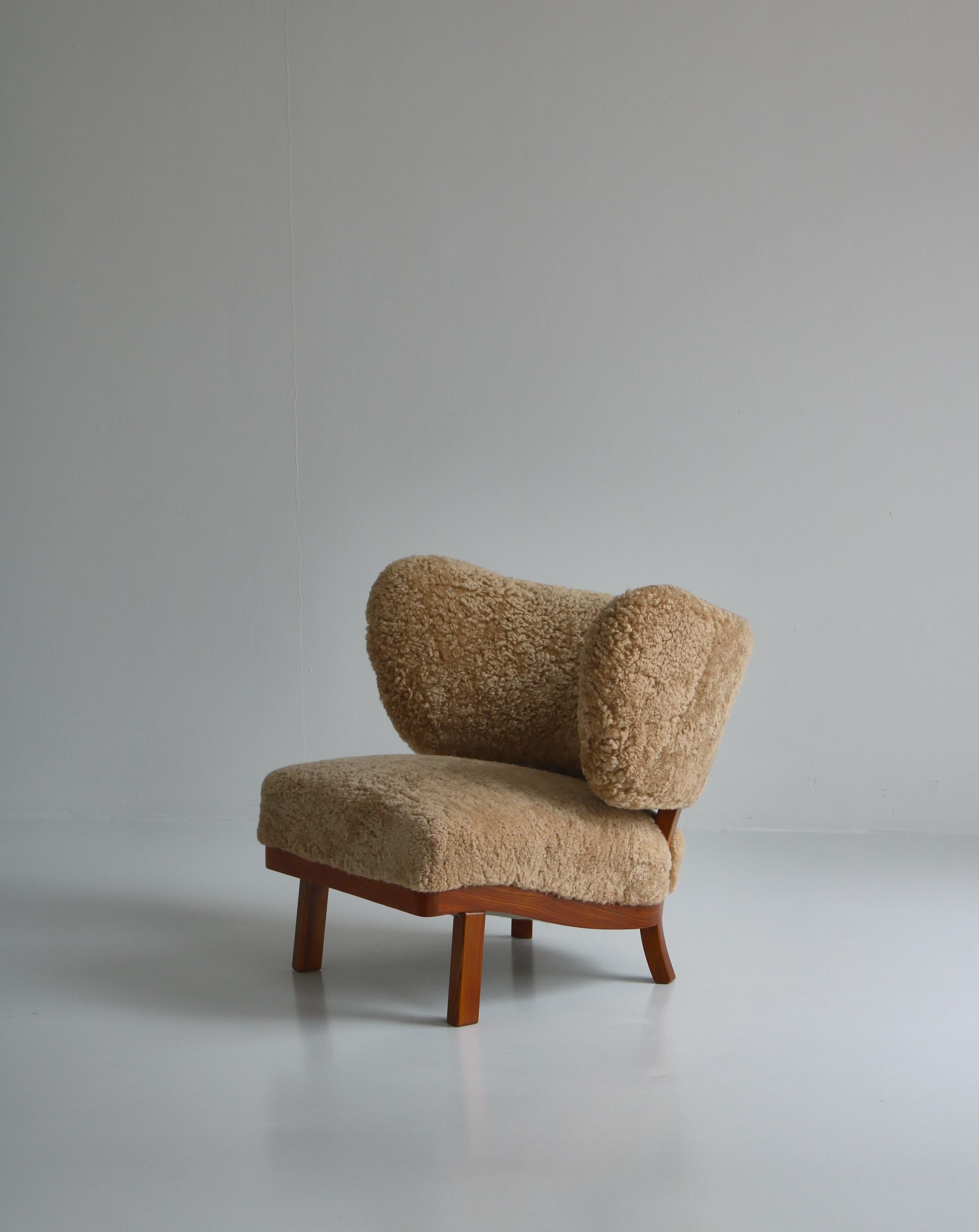 1930's Lounge Chair in Sheepskin, Otto Schulz for BOET, Scandinavian Modern 2