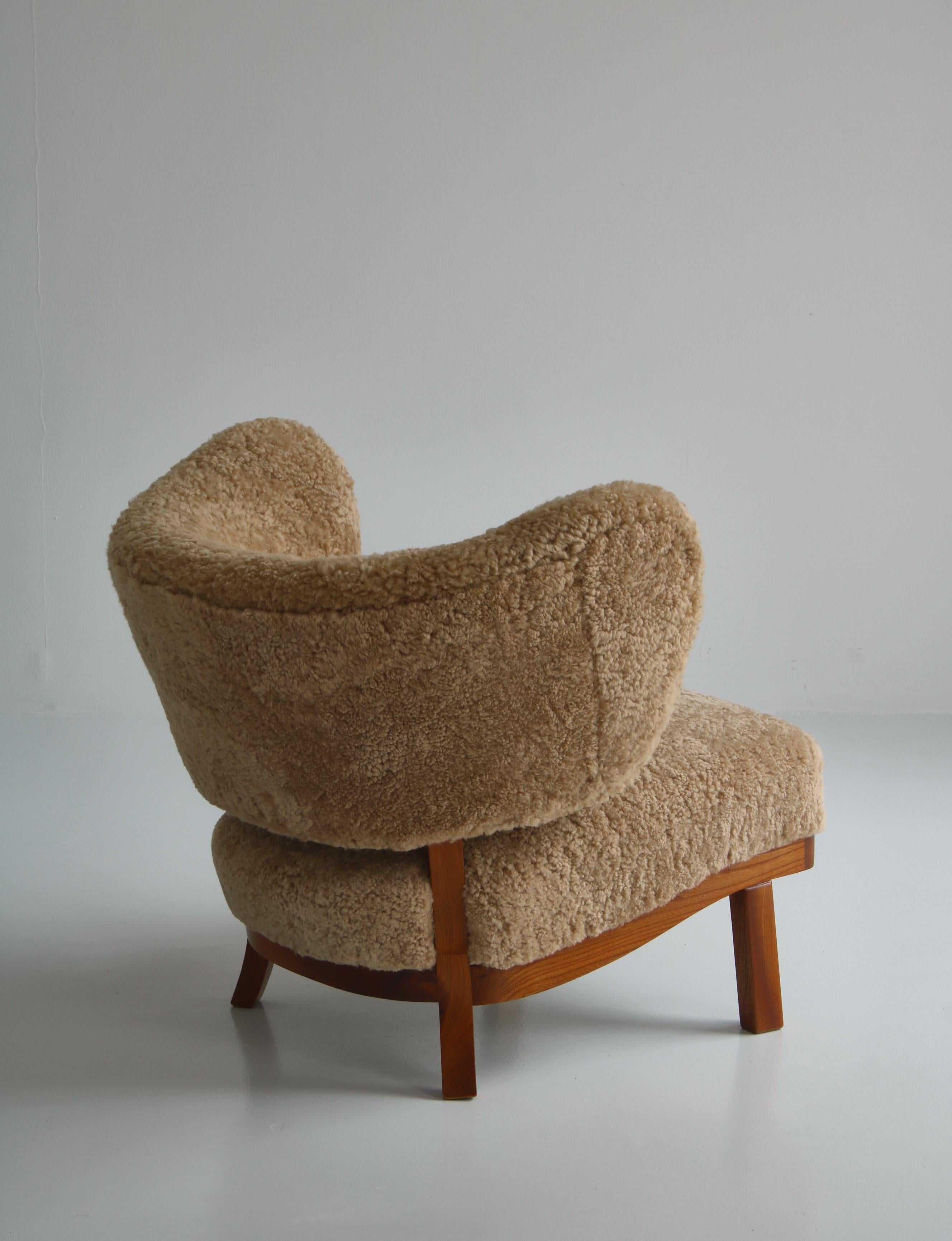 1930's Lounge Chair in Sheepskin, Otto Schulz for BOET, Scandinavian Modern 6