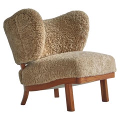 1940's Lounge Chair in Sheepskin, Otto Schulz for Boet, Scandinavian Modern