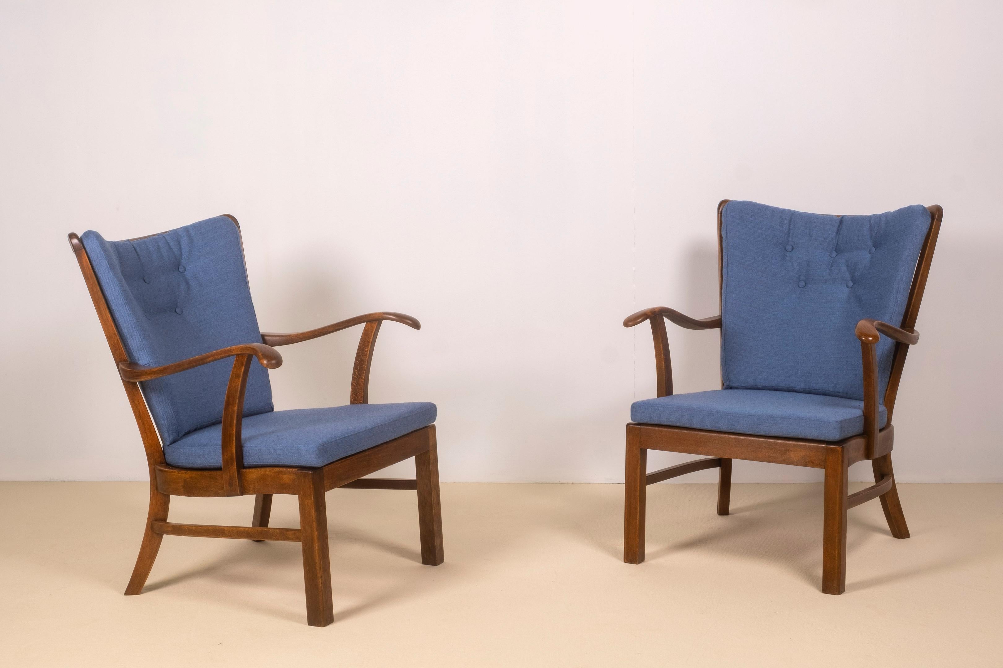 Scandinave moderne Chaises longues des années 1940 par Tyge Hvass, modèle 1628 pour Fritz Hansen, Danemark en vente