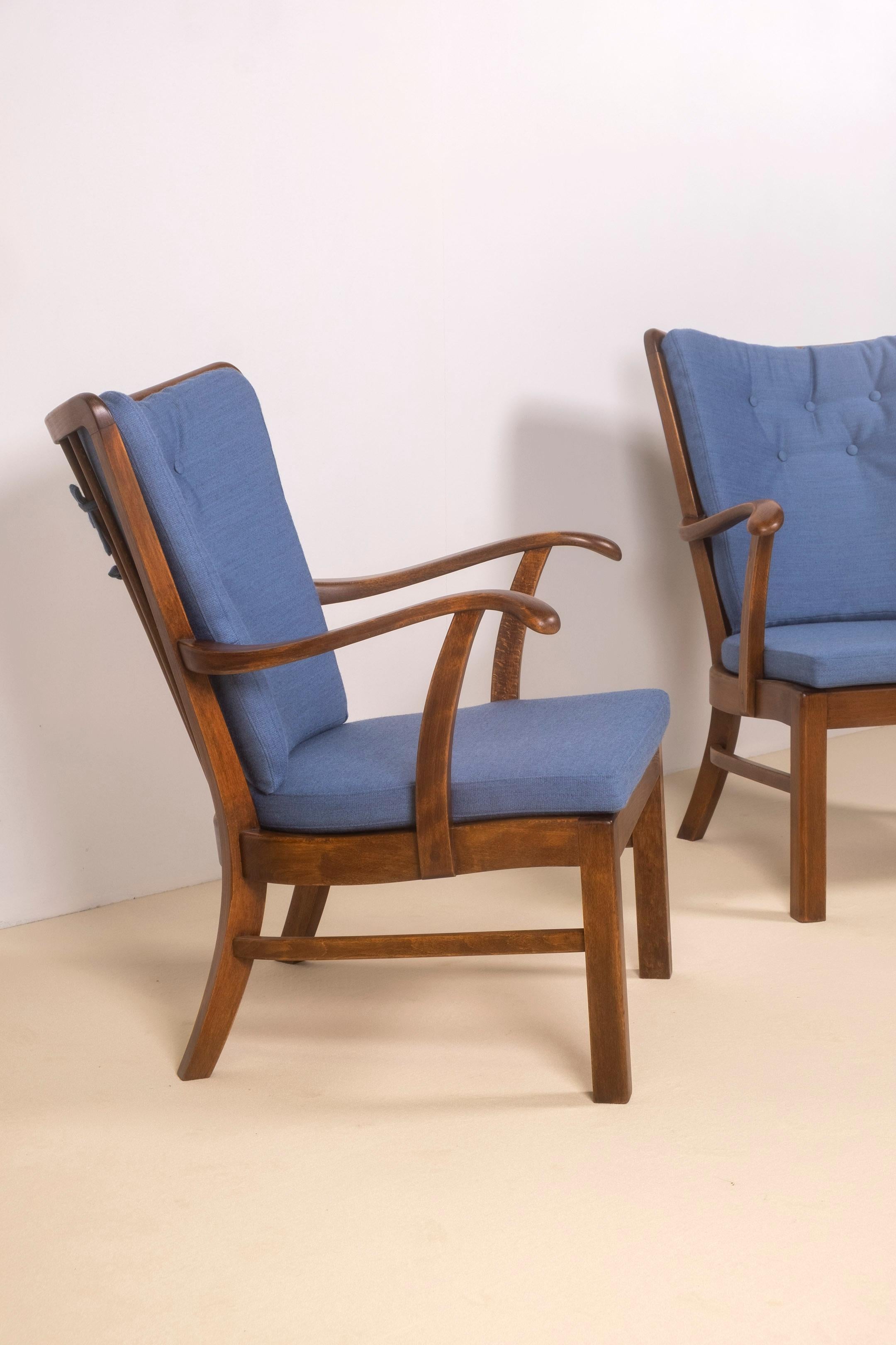Milieu du XXe siècle Chaises longues des années 1940 par Tyge Hvass, modèle 1628 pour Fritz Hansen, Danemark en vente