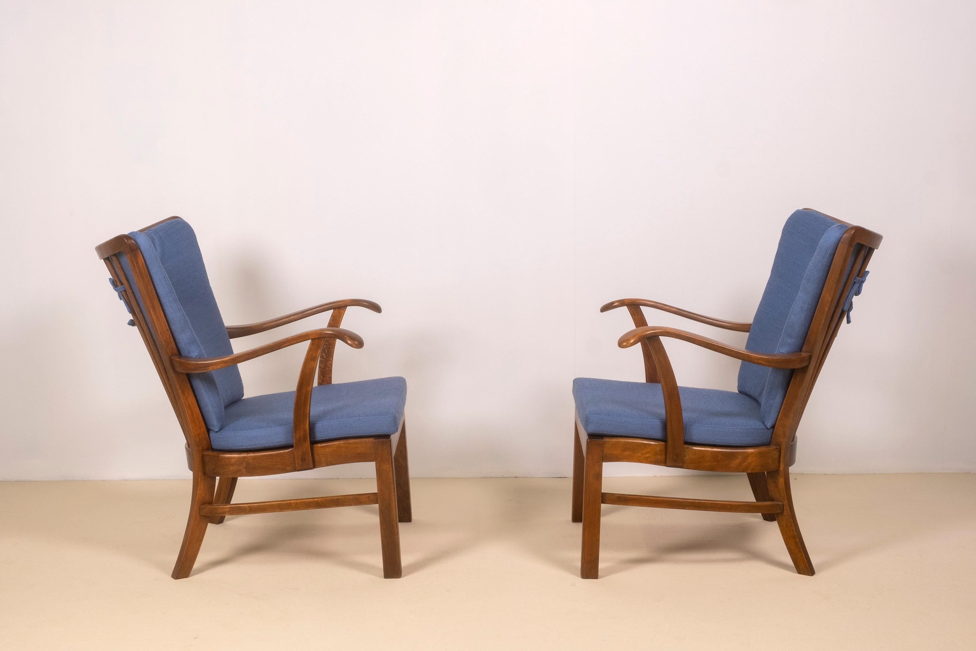 Textile Chaises longues des années 1940 par Tyge Hvass, modèle 1628 pour Fritz Hansen, Danemark en vente