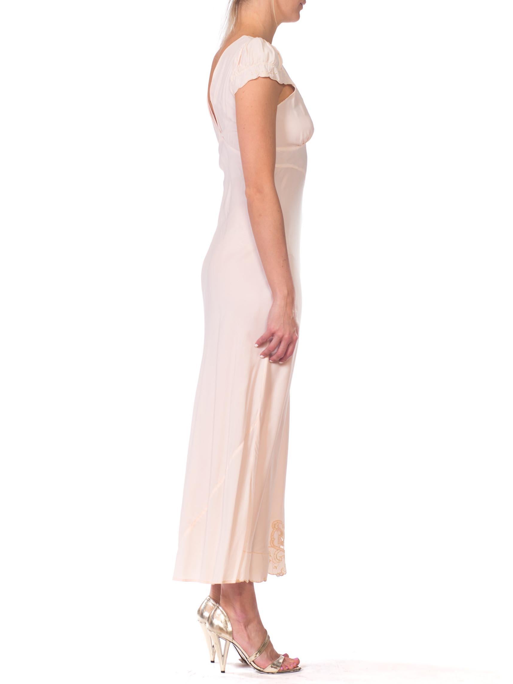 White 1940s Love Bird Bias Rayon Negligee Slip Dress