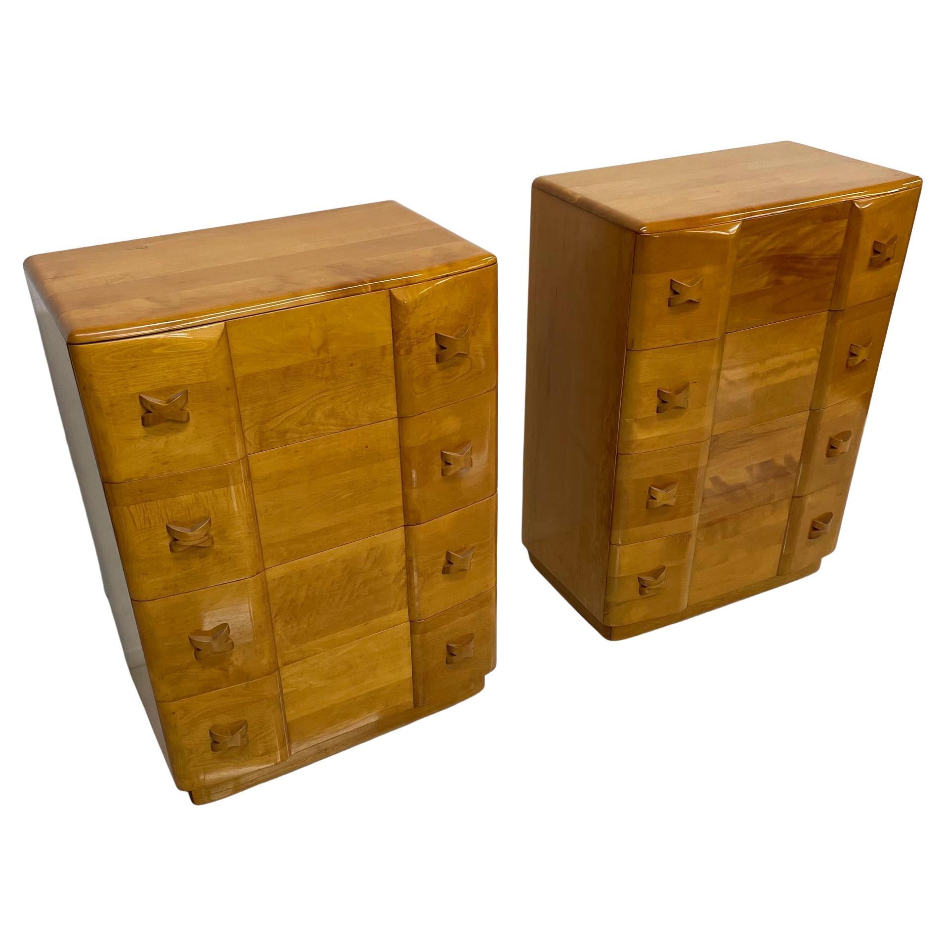1940s Lovely Deco Heywood Wakefield 2 RIO Dressers in Maple Wood by Leo Jiranek