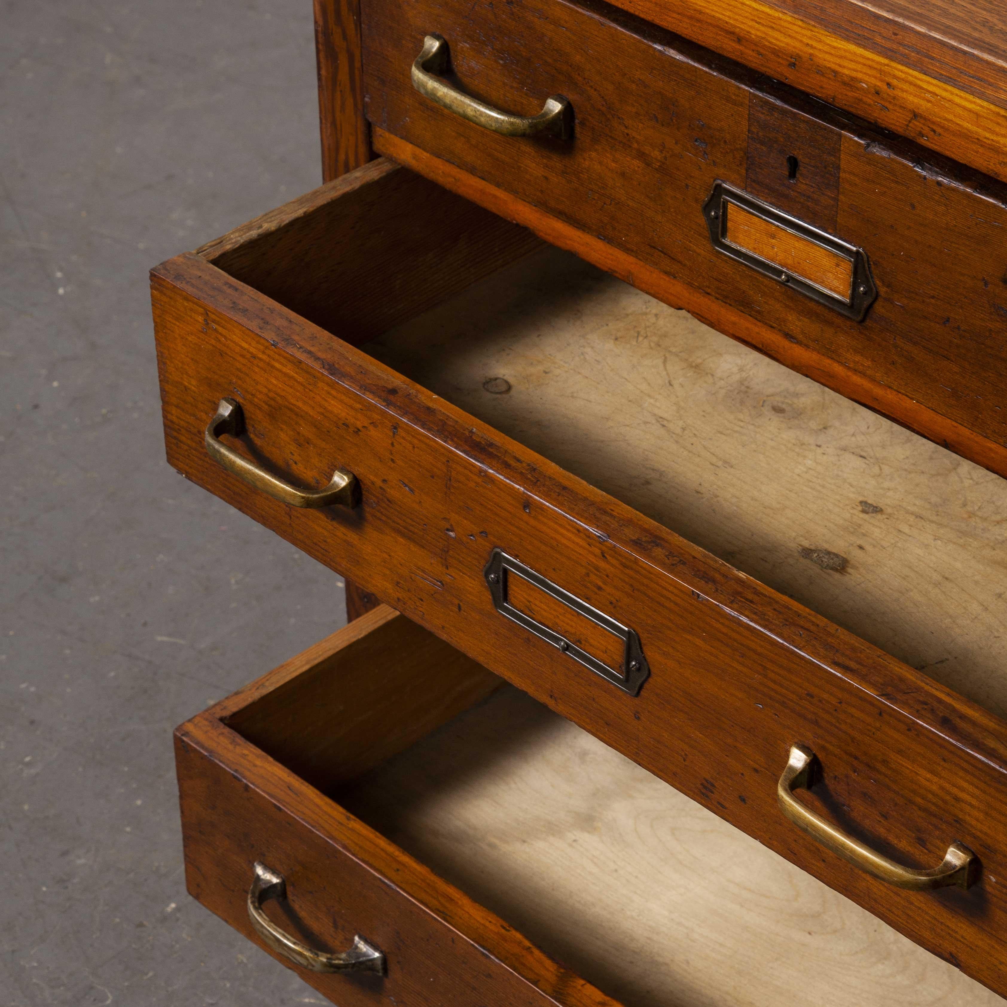 1940s Low Pitch Pine Chest of Drawers, Eight Drawers 7