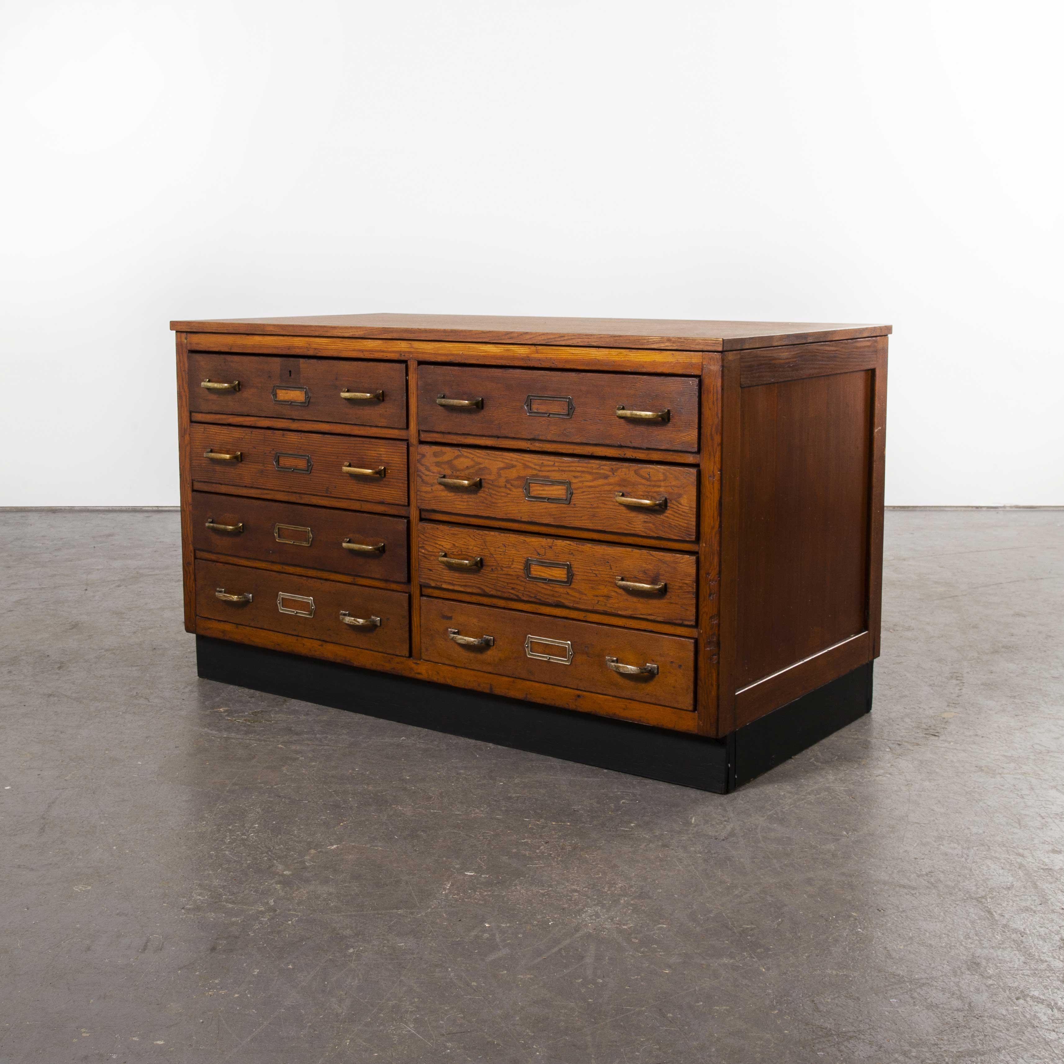 1940s Low Pitch Pine Chest of Drawers, Eight Drawers 9