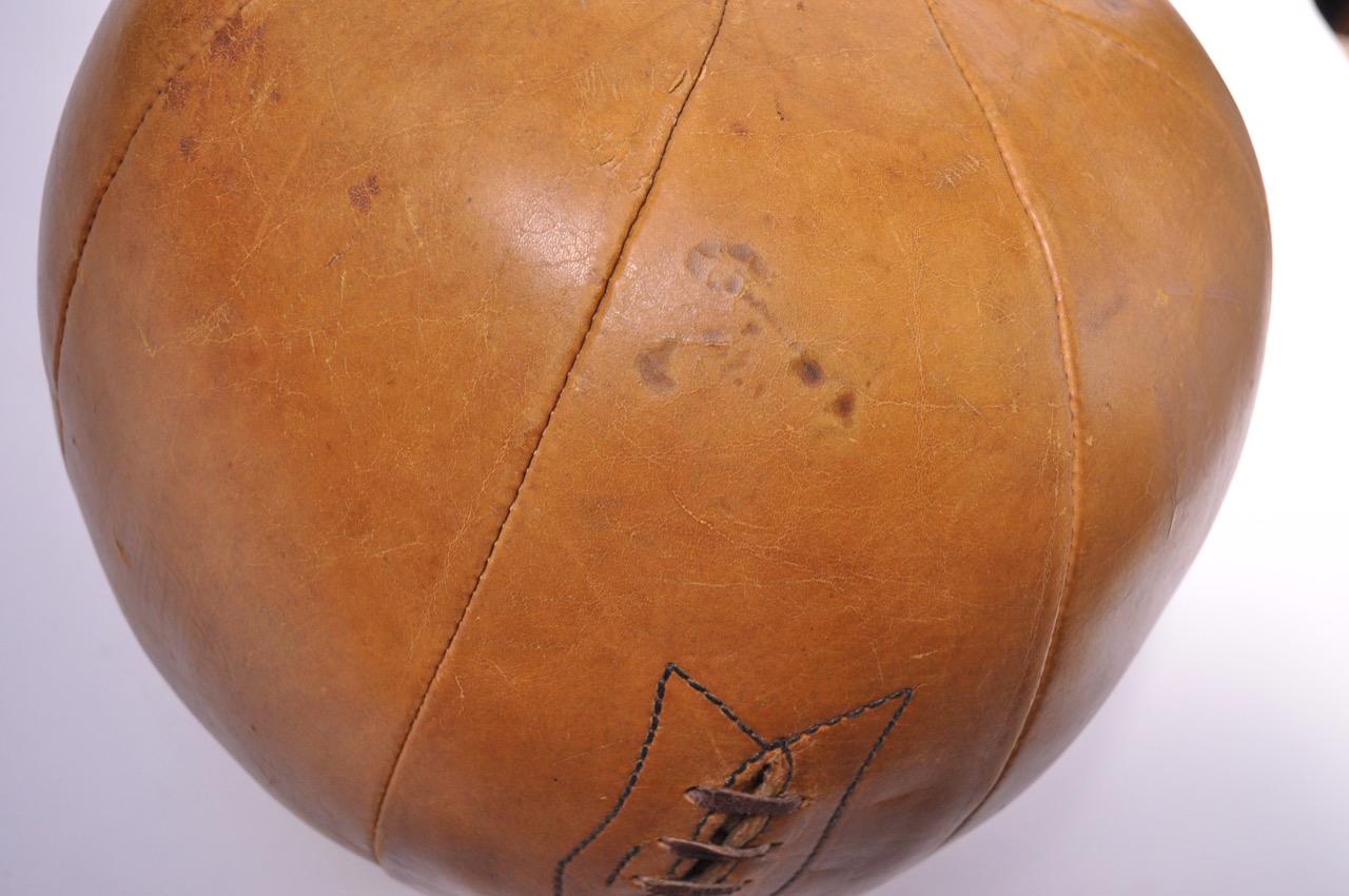 1940s MacGregor Goldsmith 9 LB Leather Medicine Ball For Sale 4