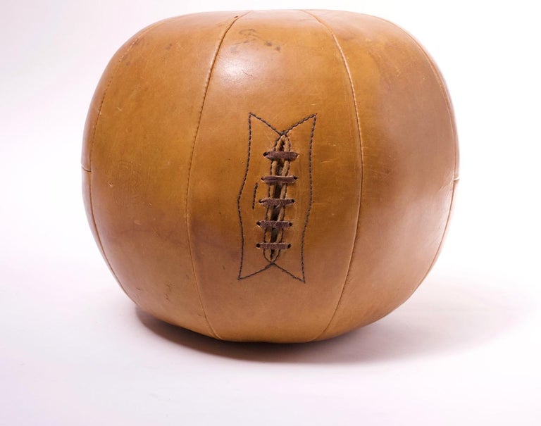 Rustic 1940s MacGregor Goldsmith 9 LB Leather Medicine Ball For Sale
